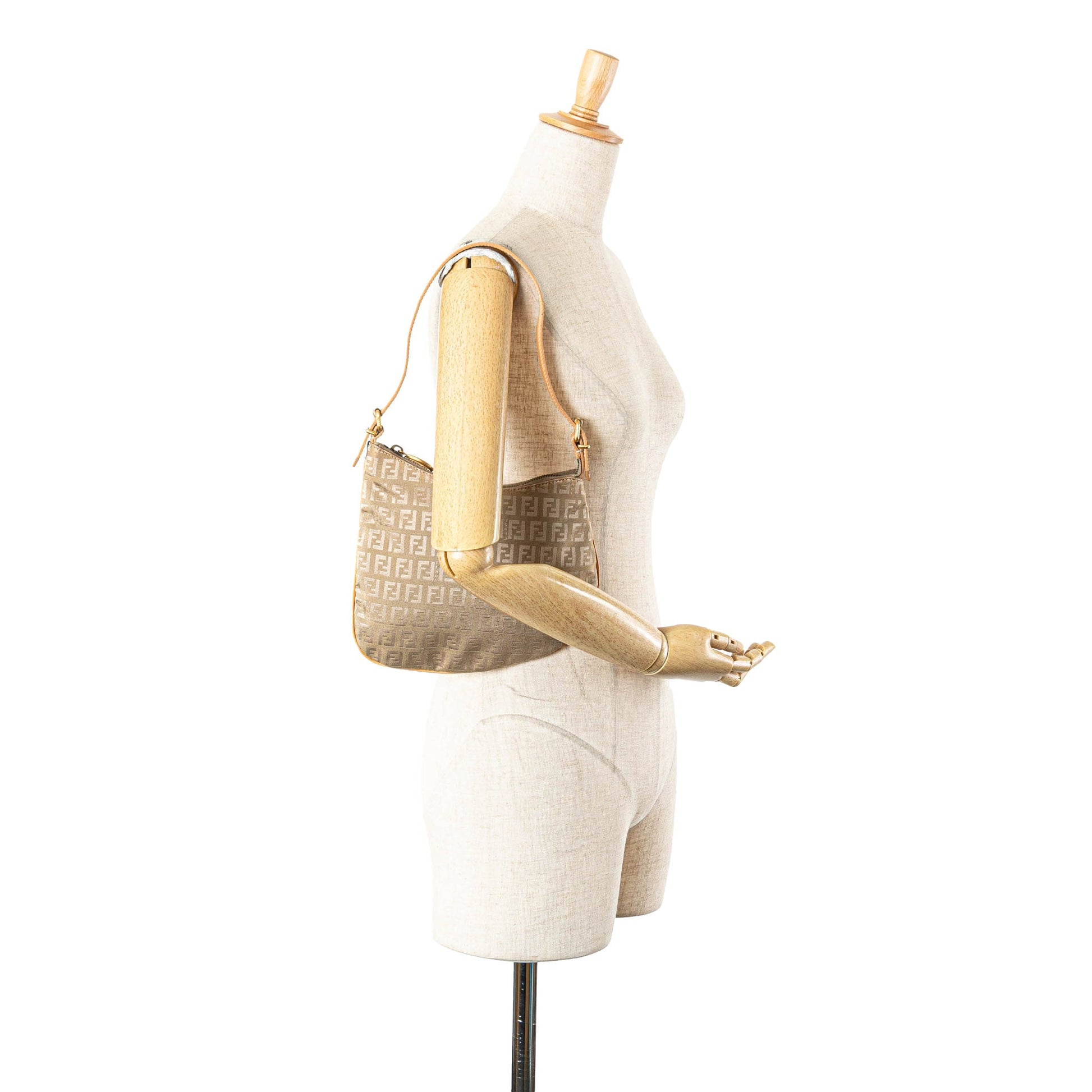 Fendi Zucchino Canvas Oyster Shoulder Bag
