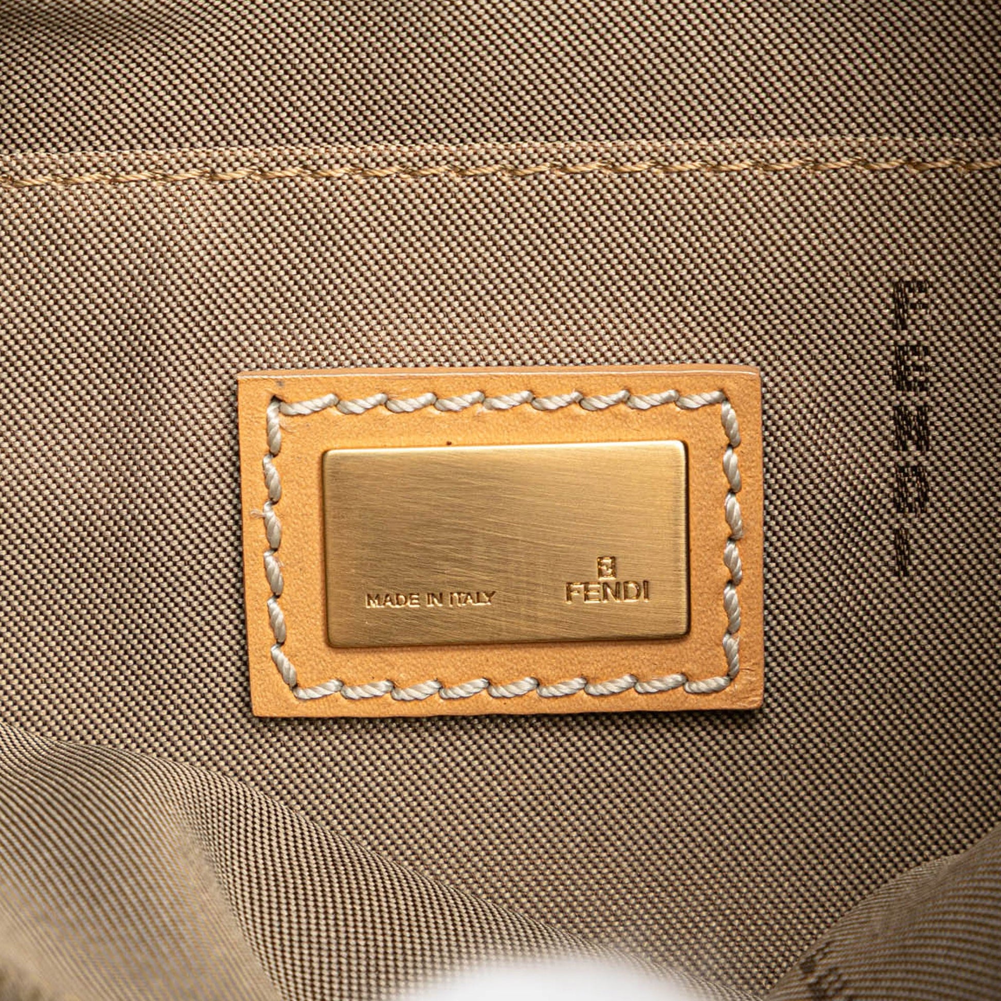 Fendi Zucchino Canvas Oyster Shoulder Bag