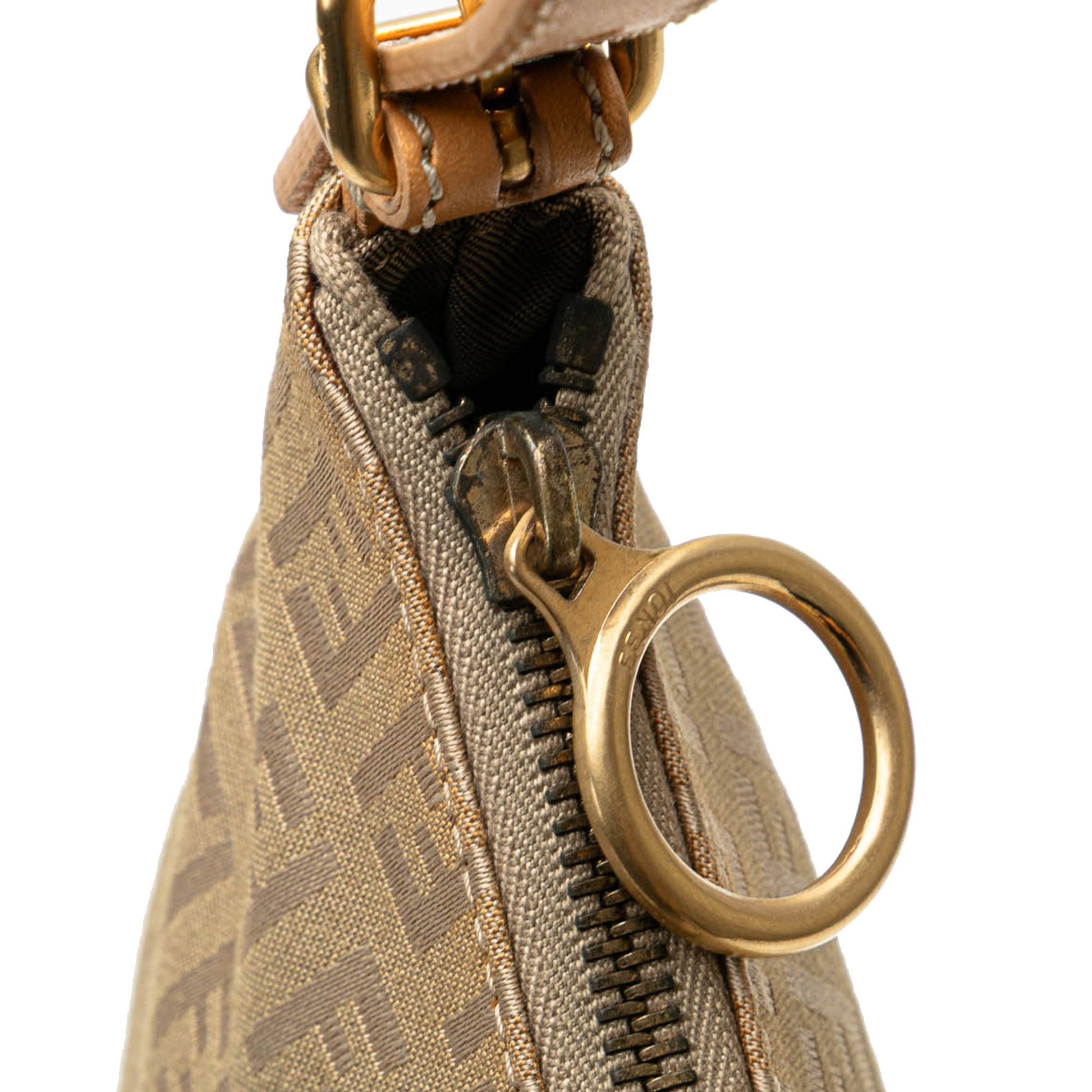 Fendi Zucchino Canvas Oyster Shoulder Bag