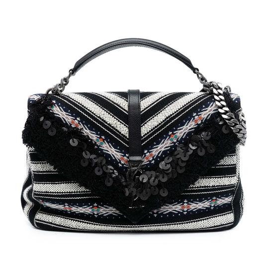 Saint Laurent Large Chevron Berber Monogram College Satchel