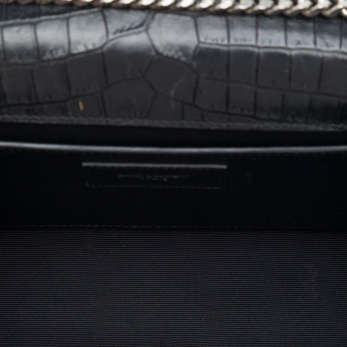 Saint Laurent Medium Croc Embossed Leather Monogram Kate Tassel Crossbody