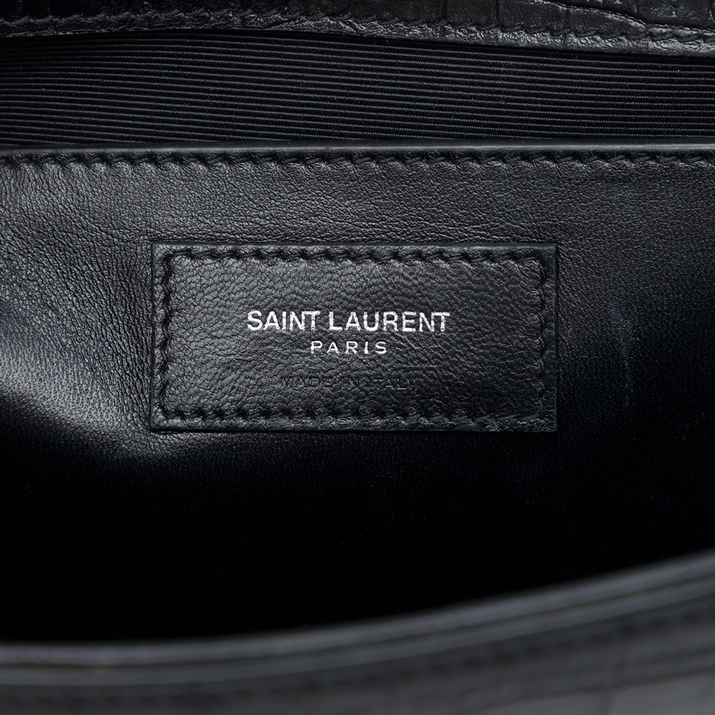 Saint Laurent Medium Croc Embossed Leather Monogram Kate Tassel Crossbody