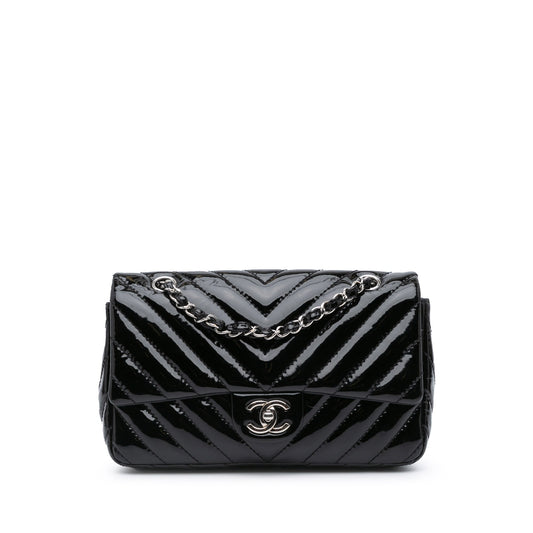 Chanel Medium Classic Chevron Patent Double Flap