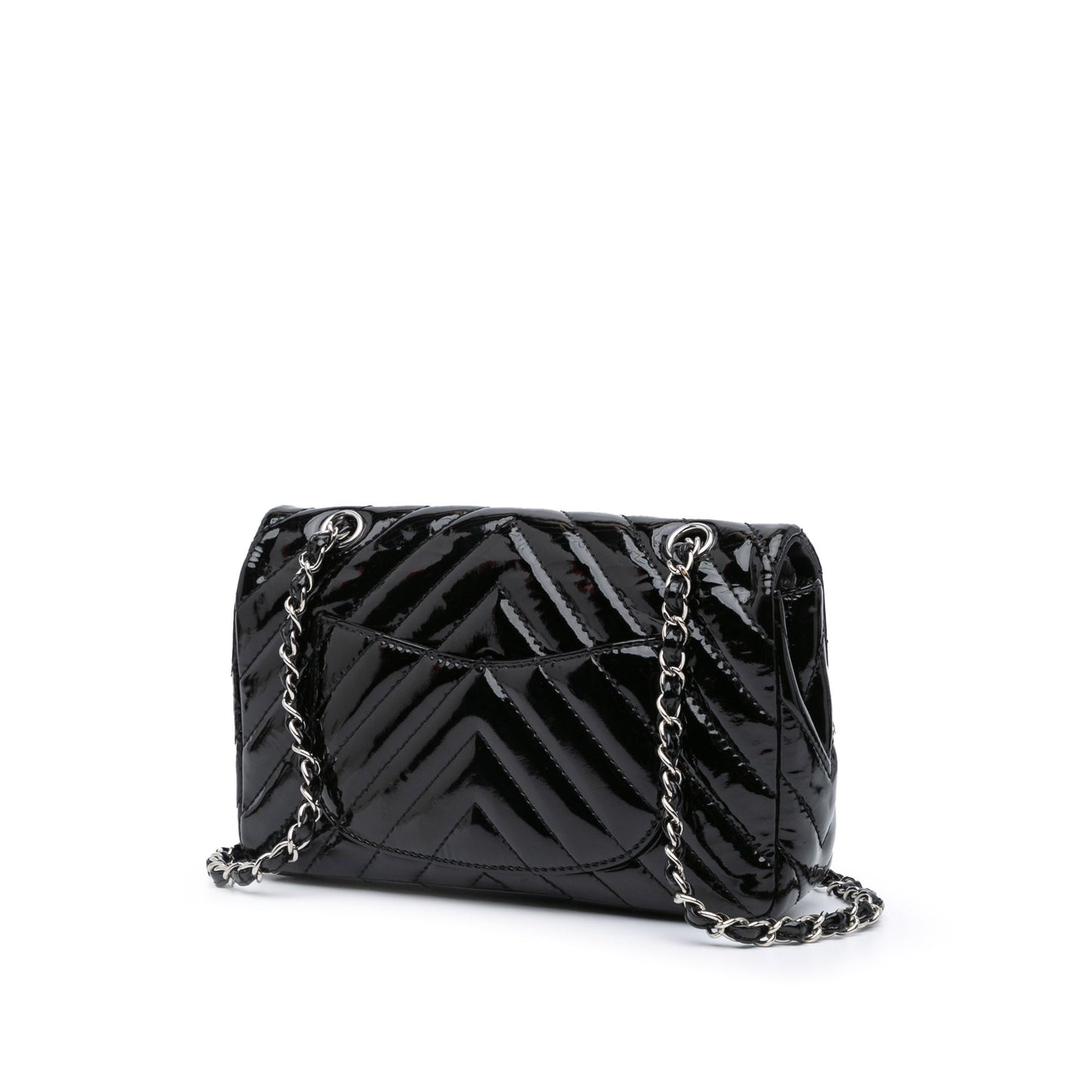 Chanel Medium Classic Chevron Patent Double Flap