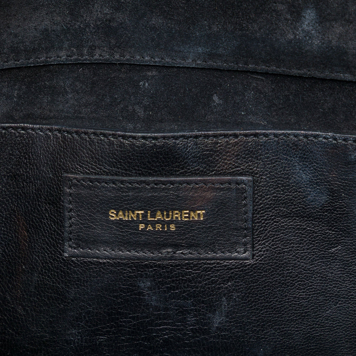 Saint Laurent Patent Cassandre Tassel Clutch — Black