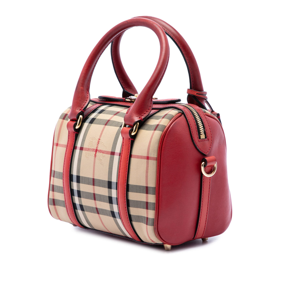 Burberry Small Haymarket Check Canvas Alchester Bowling Bag — Beige