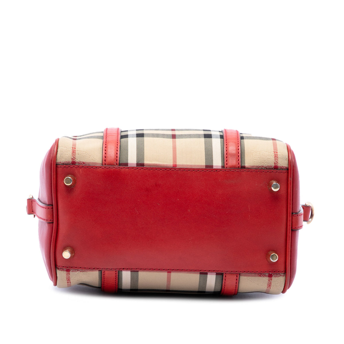 Burberry Small Haymarket Check Canvas Alchester Bowling Bag — Beige