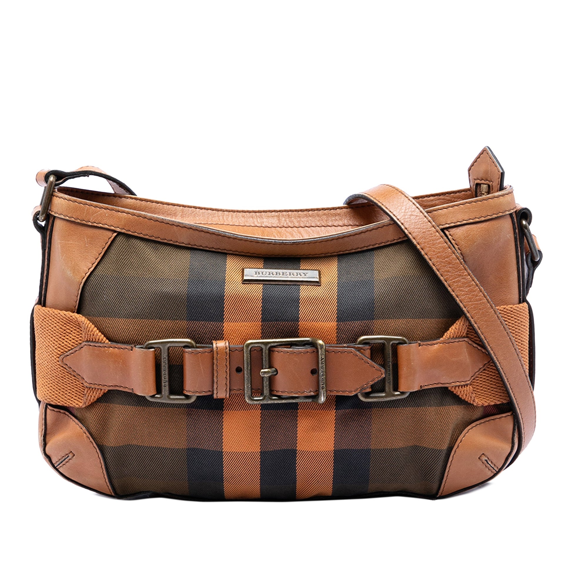 Burberry Mega Check Canvas and Leather Belted Crossbody