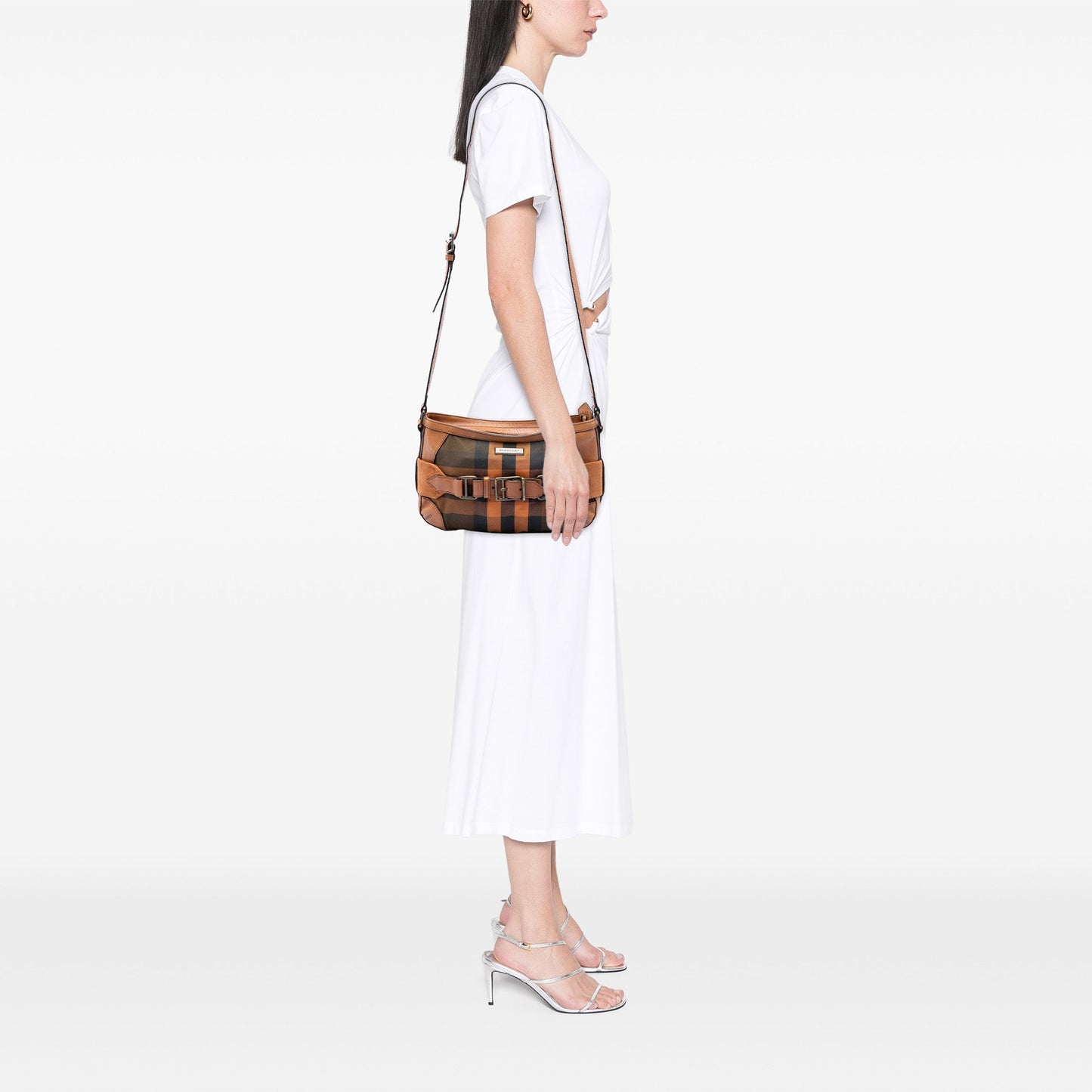 Burberry Mega Check Canvas and Leather Belted Crossbody