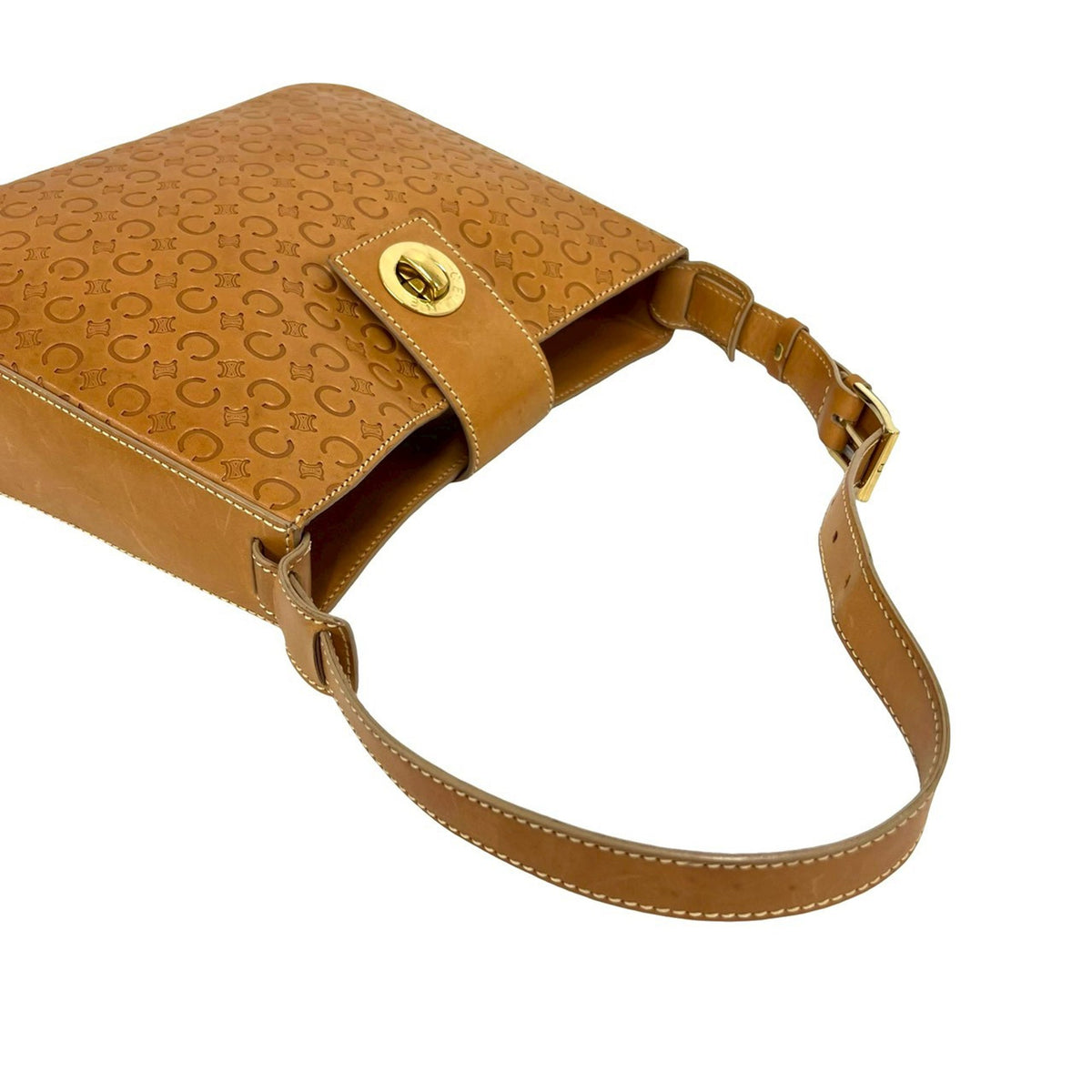 Celine CELINE C Macadam Blazon Triomphe Shoulder Bag leather Brown 41460