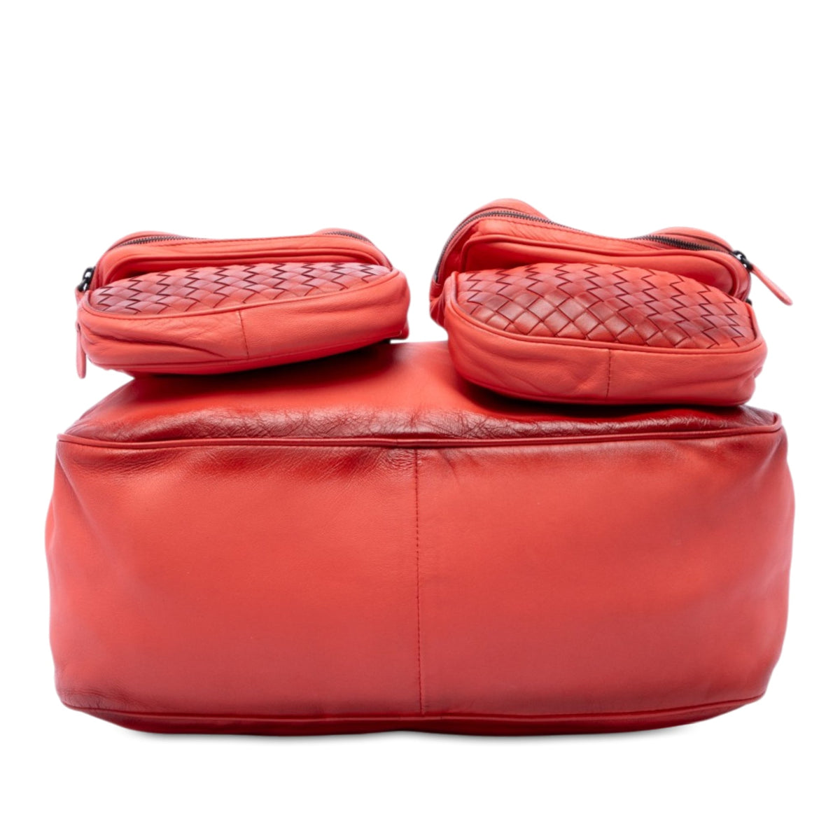 Bottega Veneta Intrecciato Trimmed Nappa Multi Pocket Shoulder Bag — Orange