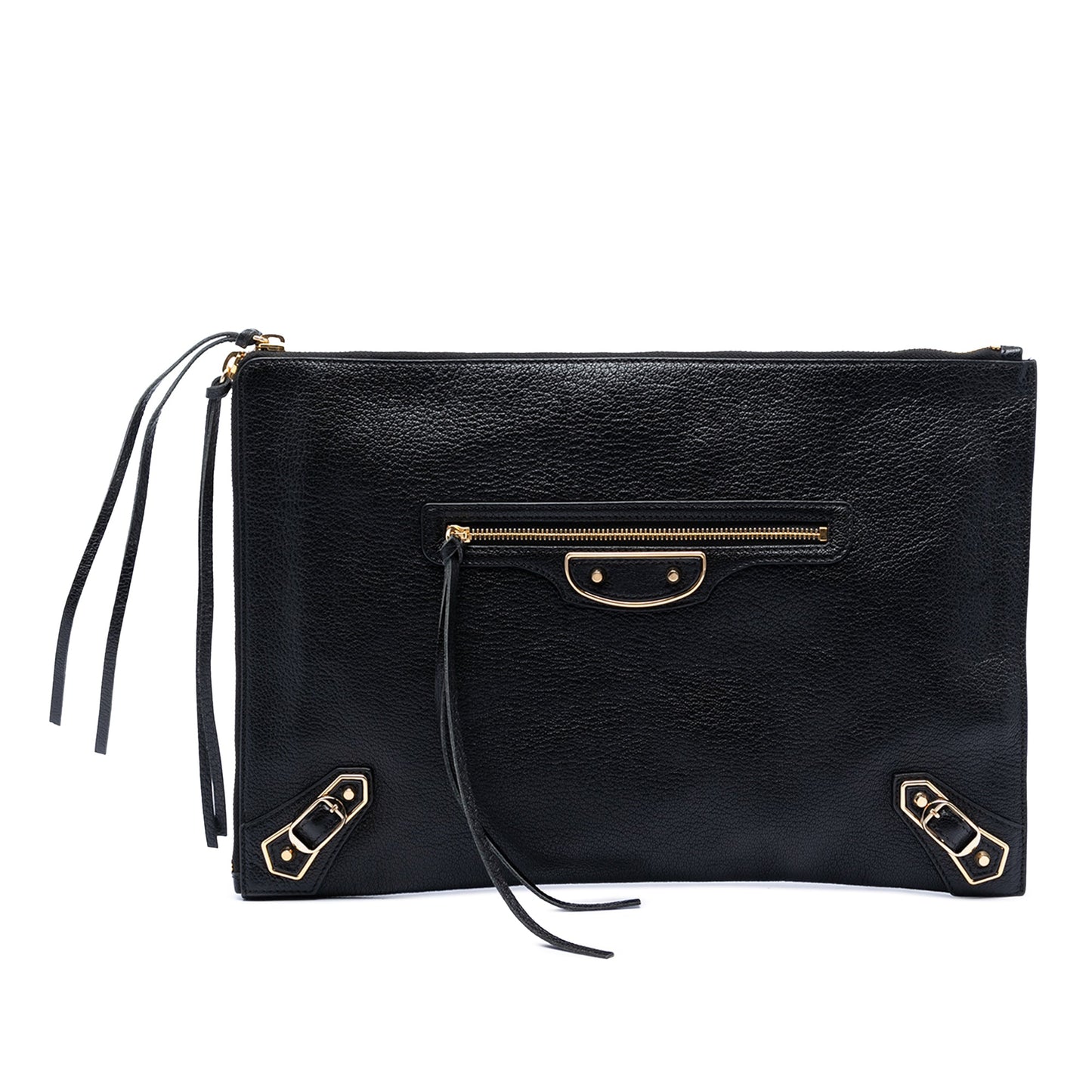 Balenciaga Medium Goatskin Motocross Classic Metallic Edge Clutch
