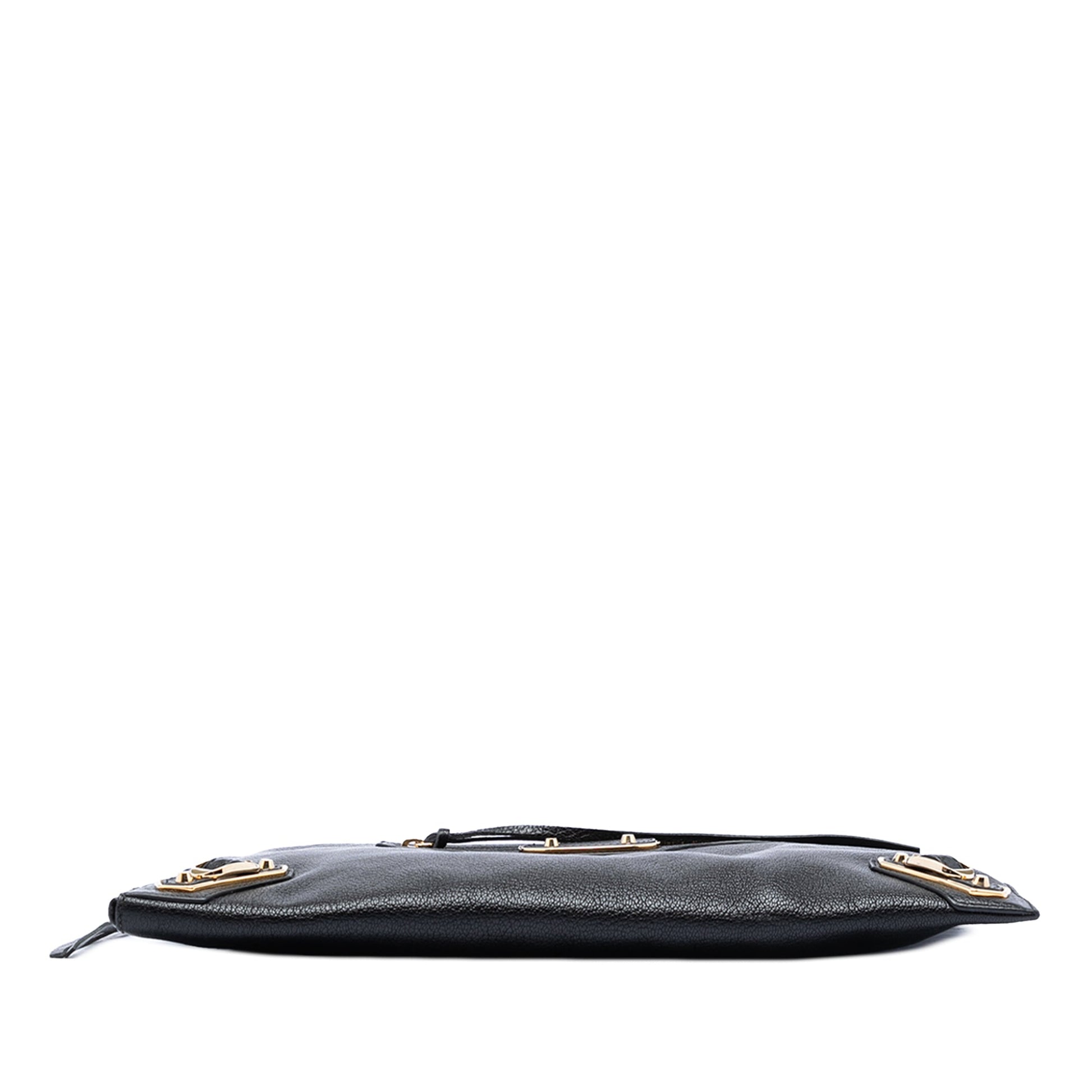 Balenciaga Medium Goatskin Motocross Classic Metallic Edge Clutch