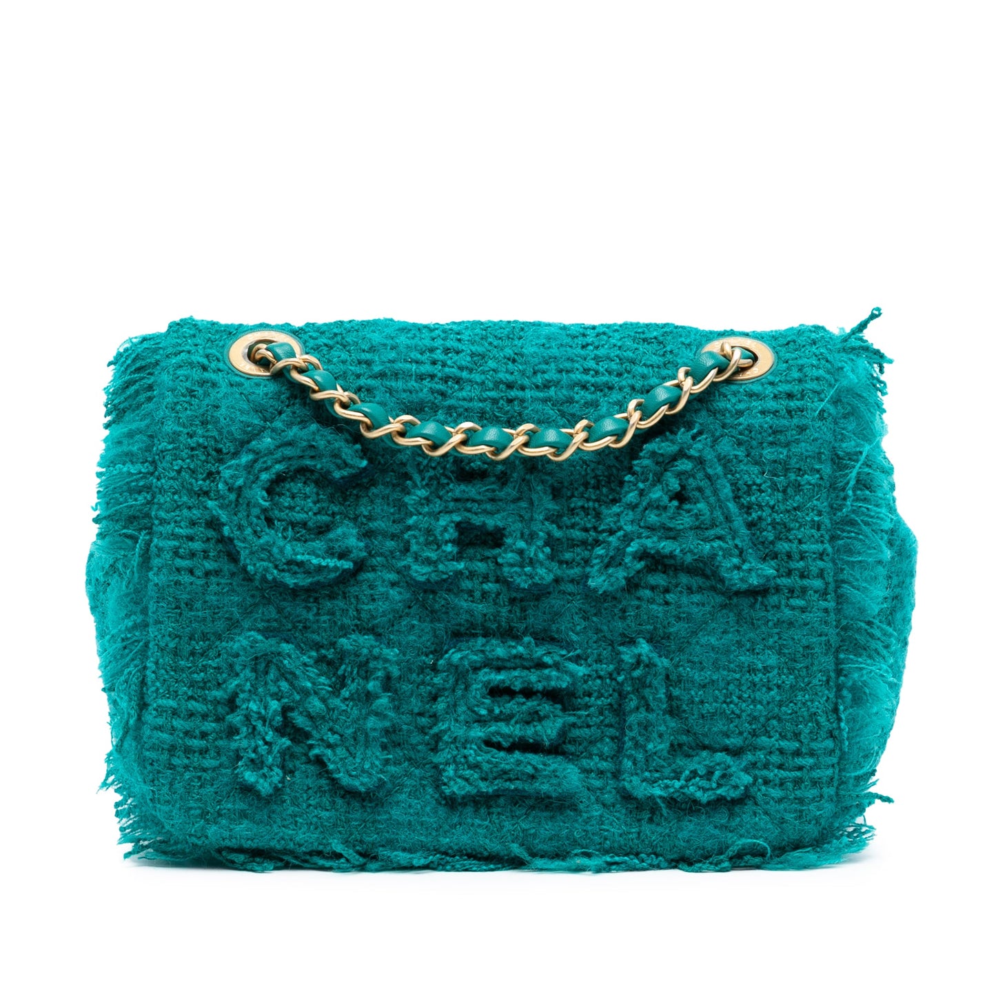 Chanel Small Wool Tweed Giant Logo Flap