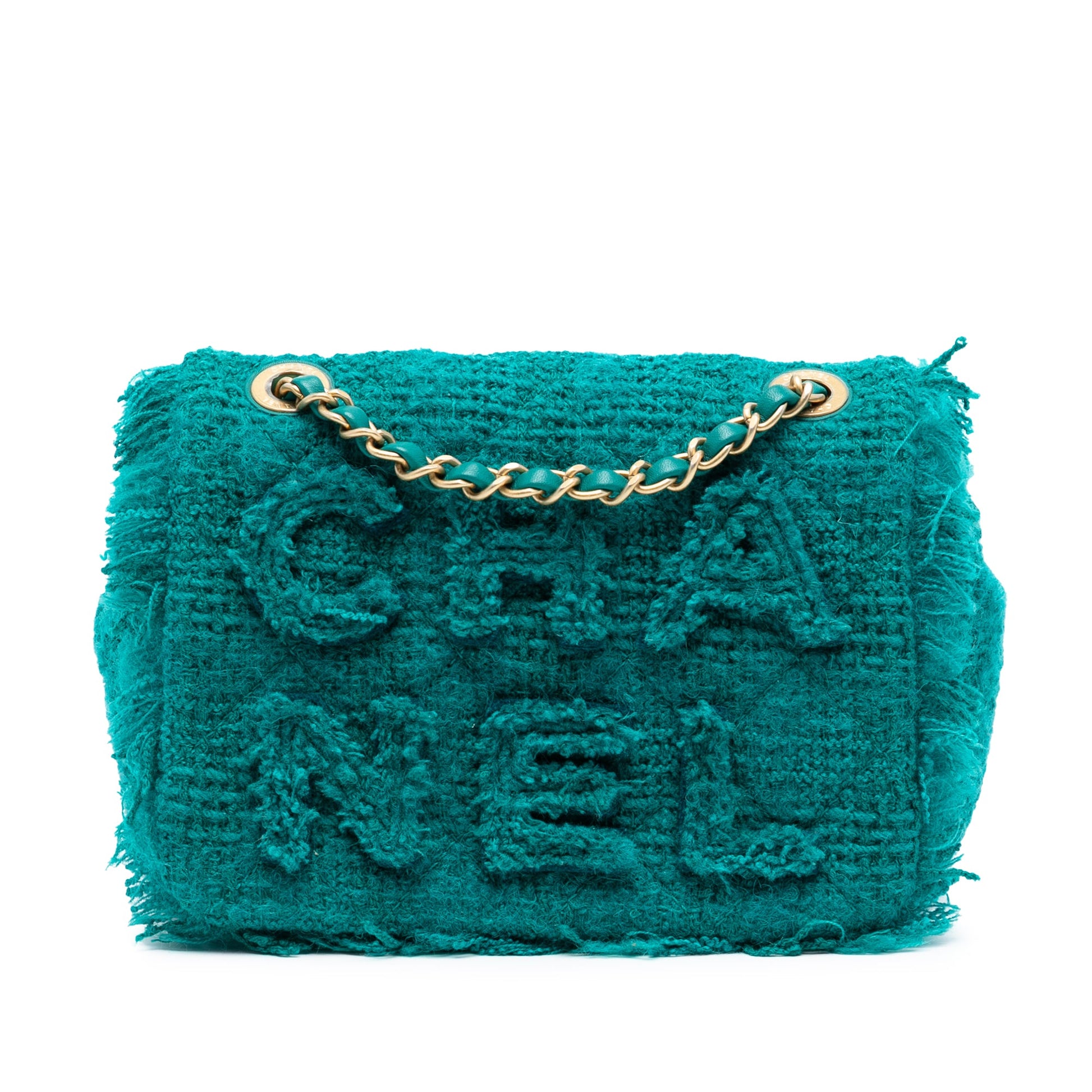 Chanel Small Wool Tweed Giant Logo Flap
