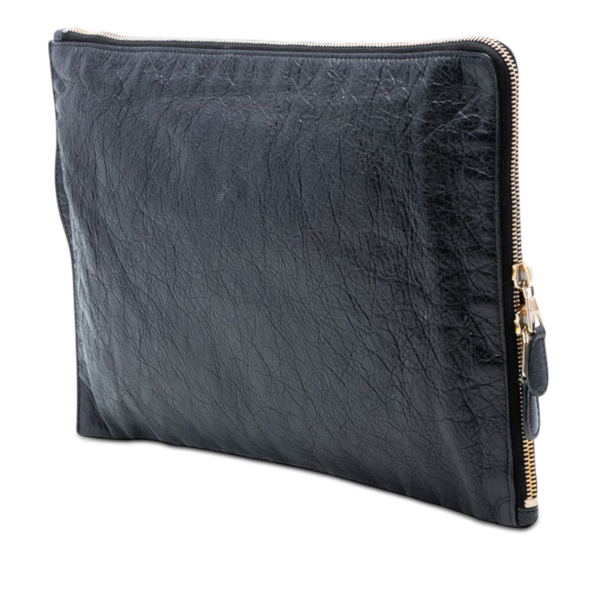 Balenciaga Lambskin Motocross Giant 12 Zip Around Flat Clutch