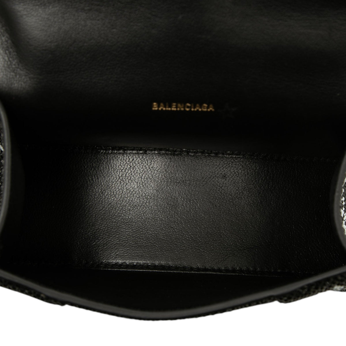 Balenciaga Suede Allover Logo Strass Hourglass Top Handle Bag XS — Black