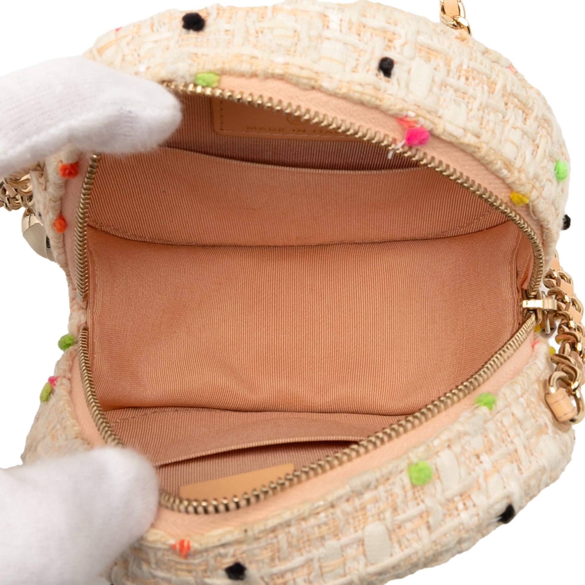 Chanel CC Quilted Tweed Round Crossbody