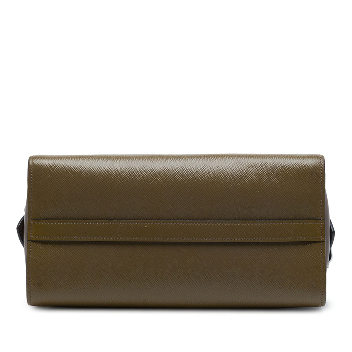 Prada Bicolor Soft Calf Trimmed Saffiano Satchel — Brown