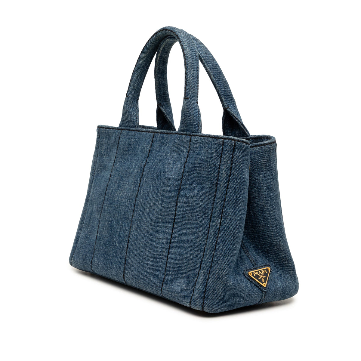 Prada Small Denim Canapa Logo Tote