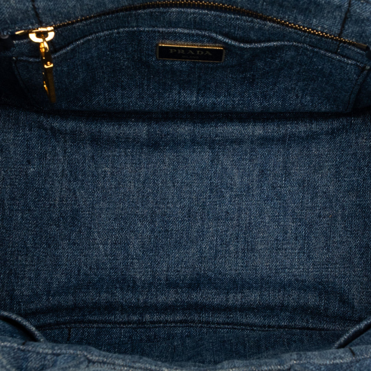 Prada Small Denim Canapa Logo Tote