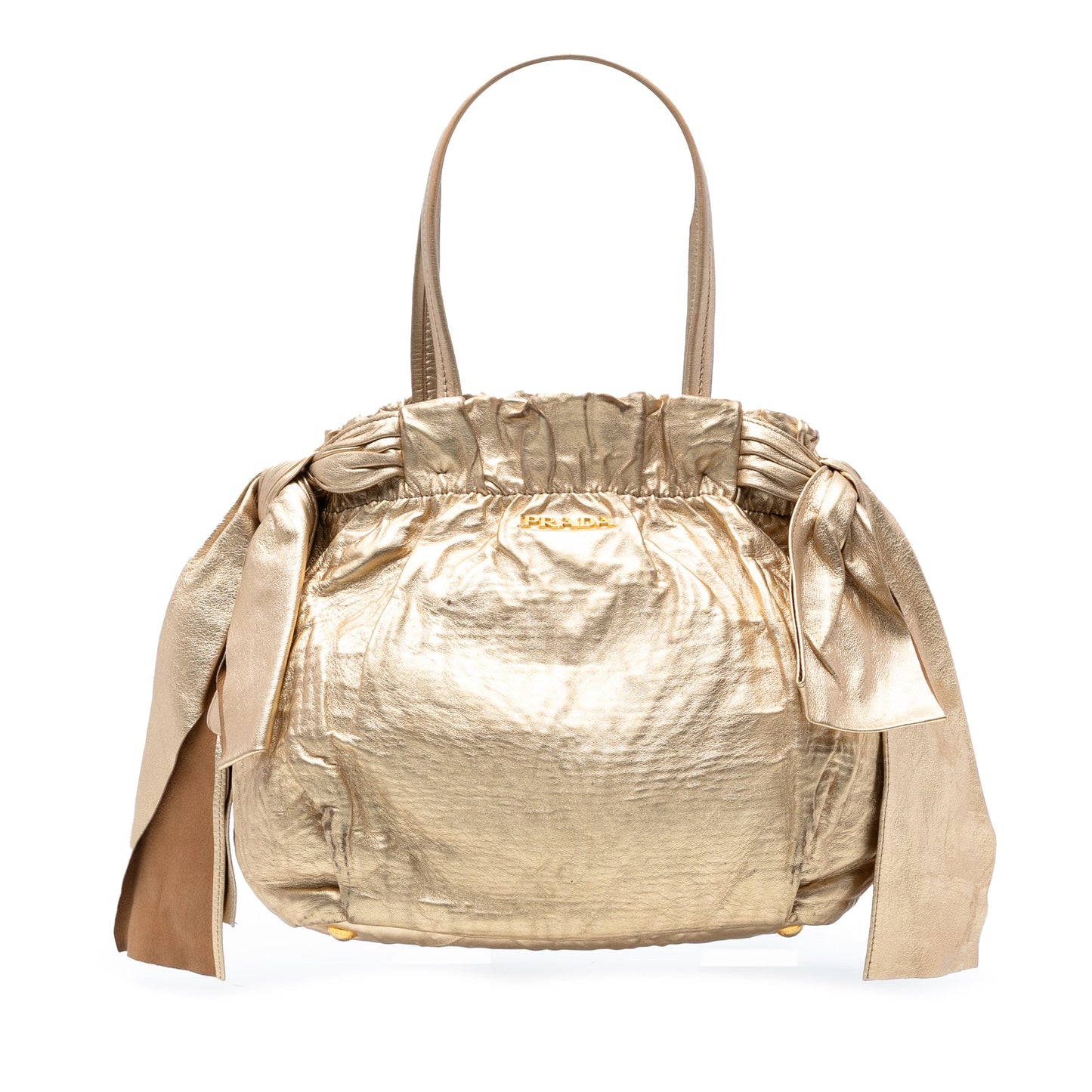 Prada Metallic Nappa Antique Bow Satchel