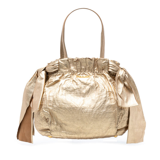 Prada Metallic Nappa Antique Bow Satchel