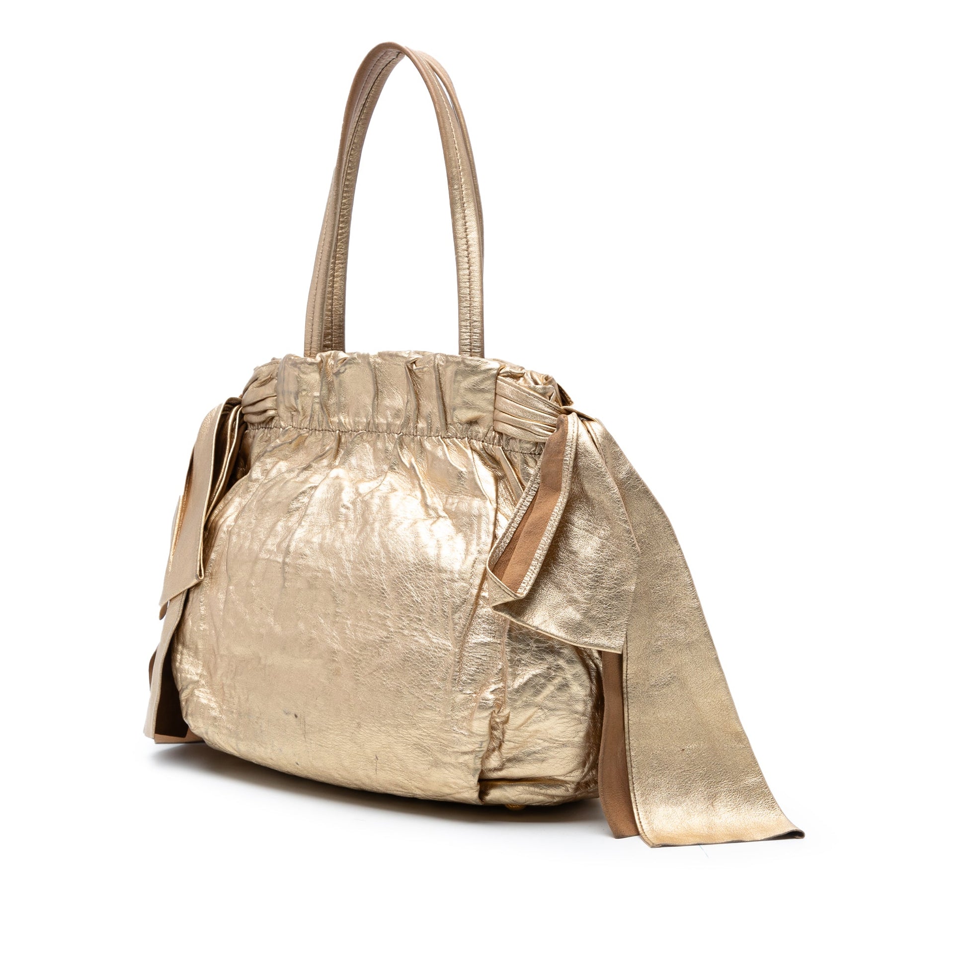 Prada Metallic Nappa Antique Bow Satchel