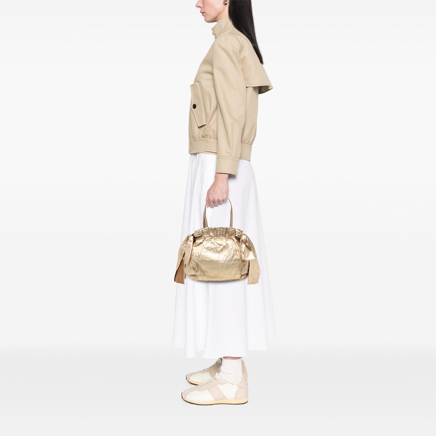 Prada Metallic Nappa Antique Bow Satchel
