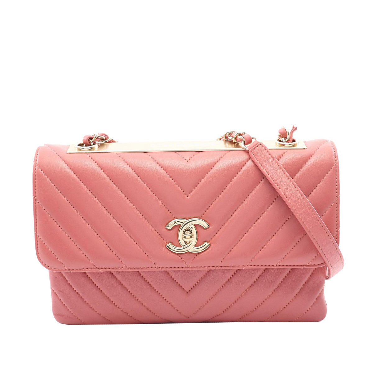 Chanel Chevron Lambskin Trendy CC Flap — Pink