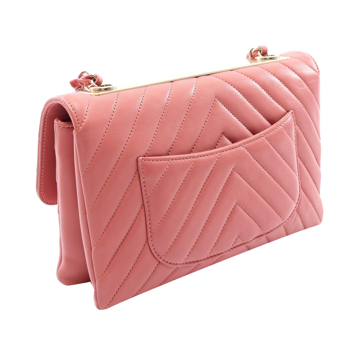 Chanel Chevron Lambskin Trendy CC Flap — Pink
