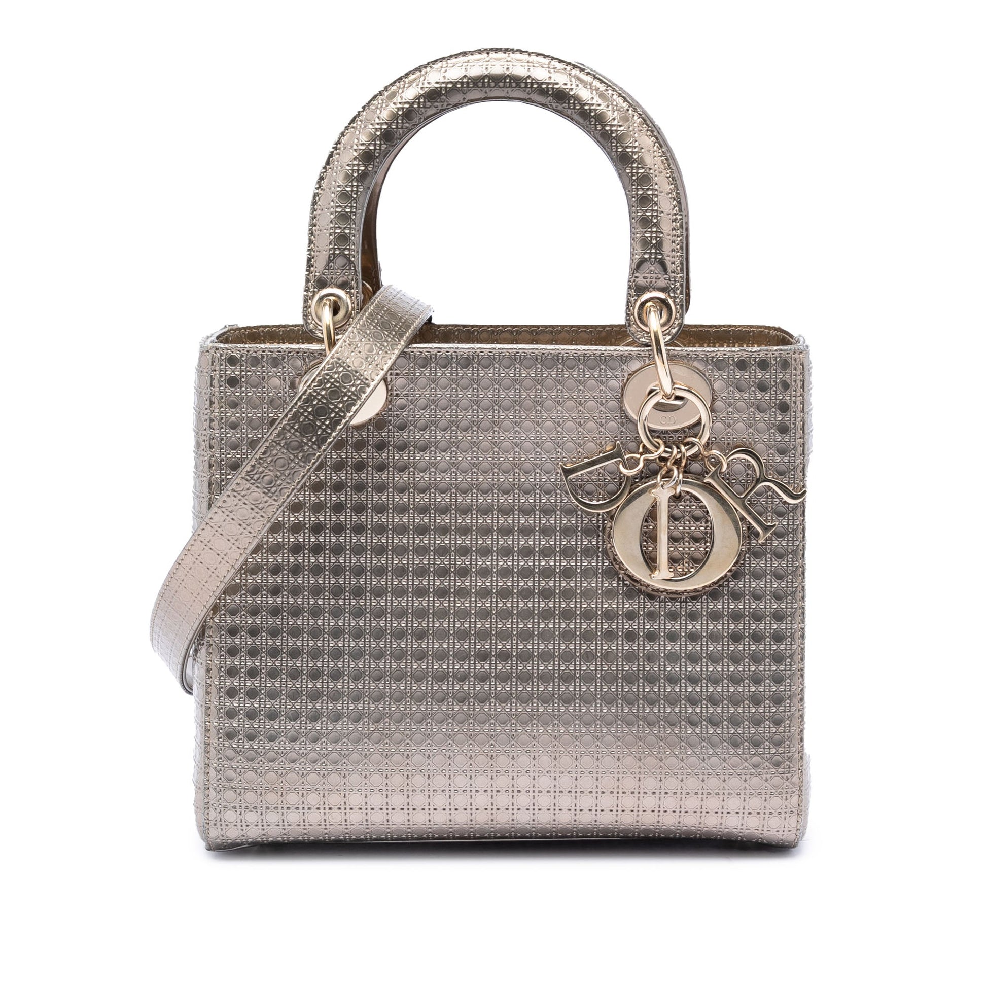 Dior Medium Metallic Patent Microcannage Lady Dior
