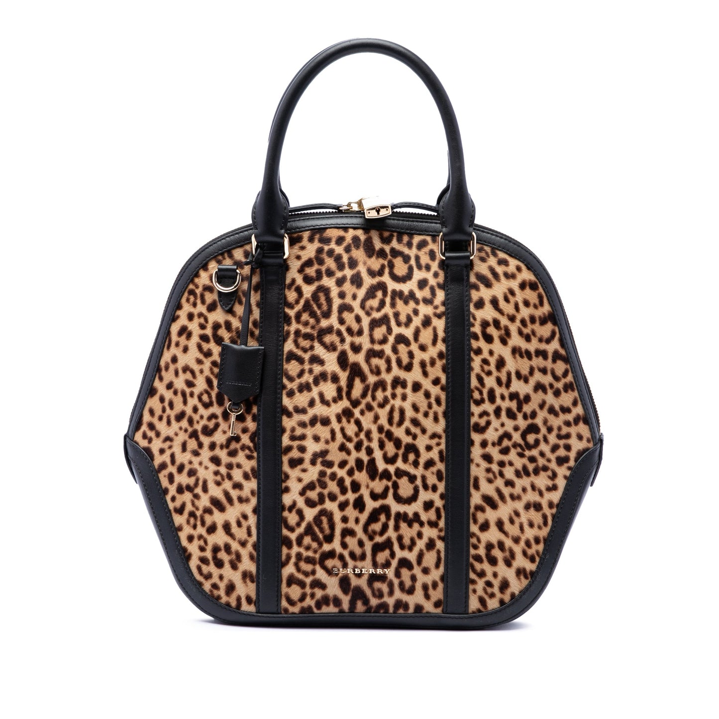 Burberry Large Pony Hair Leopard Print Orchard Bowling Bag