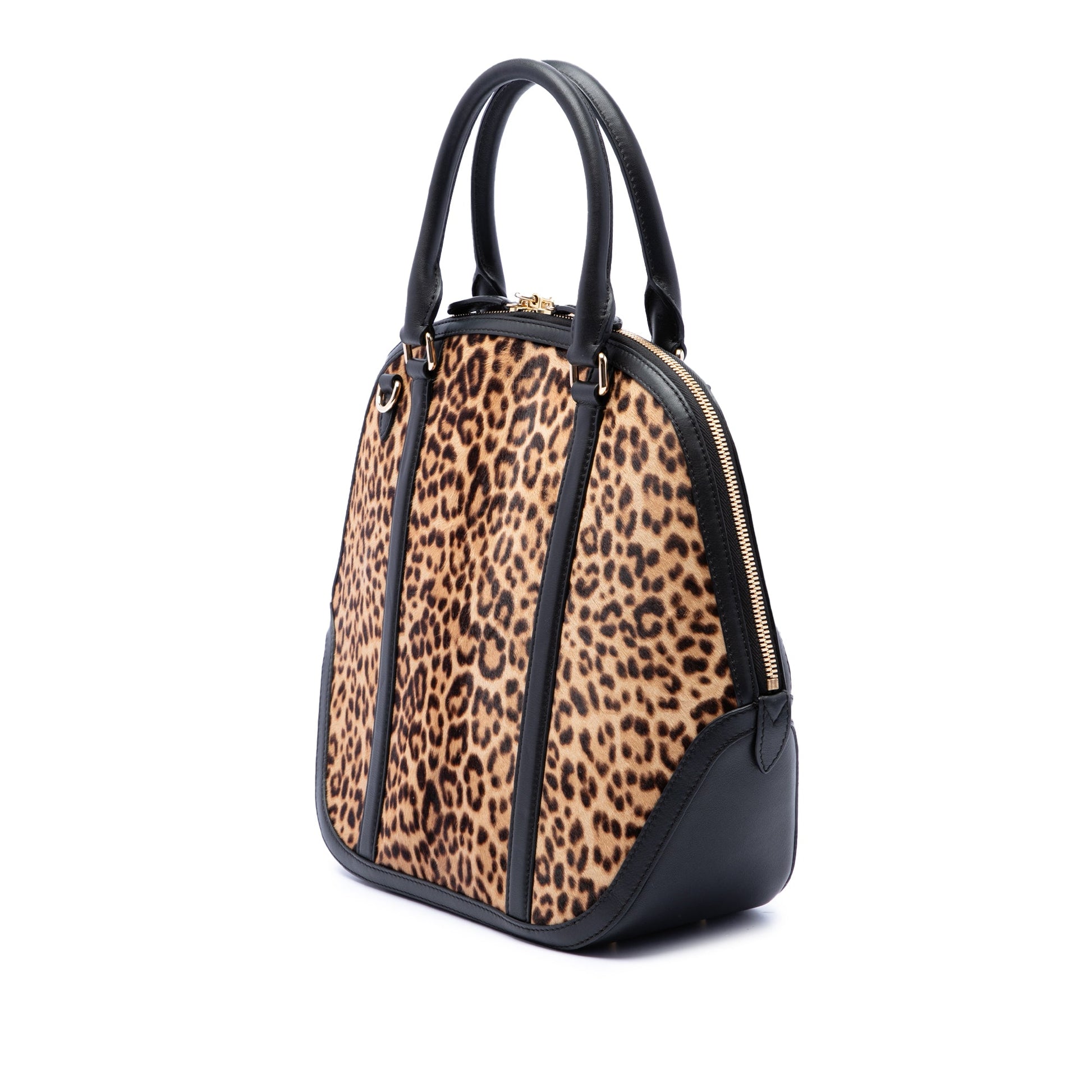 Burberry Large Pony Hair Leopard Print Orchard Bowling Bag