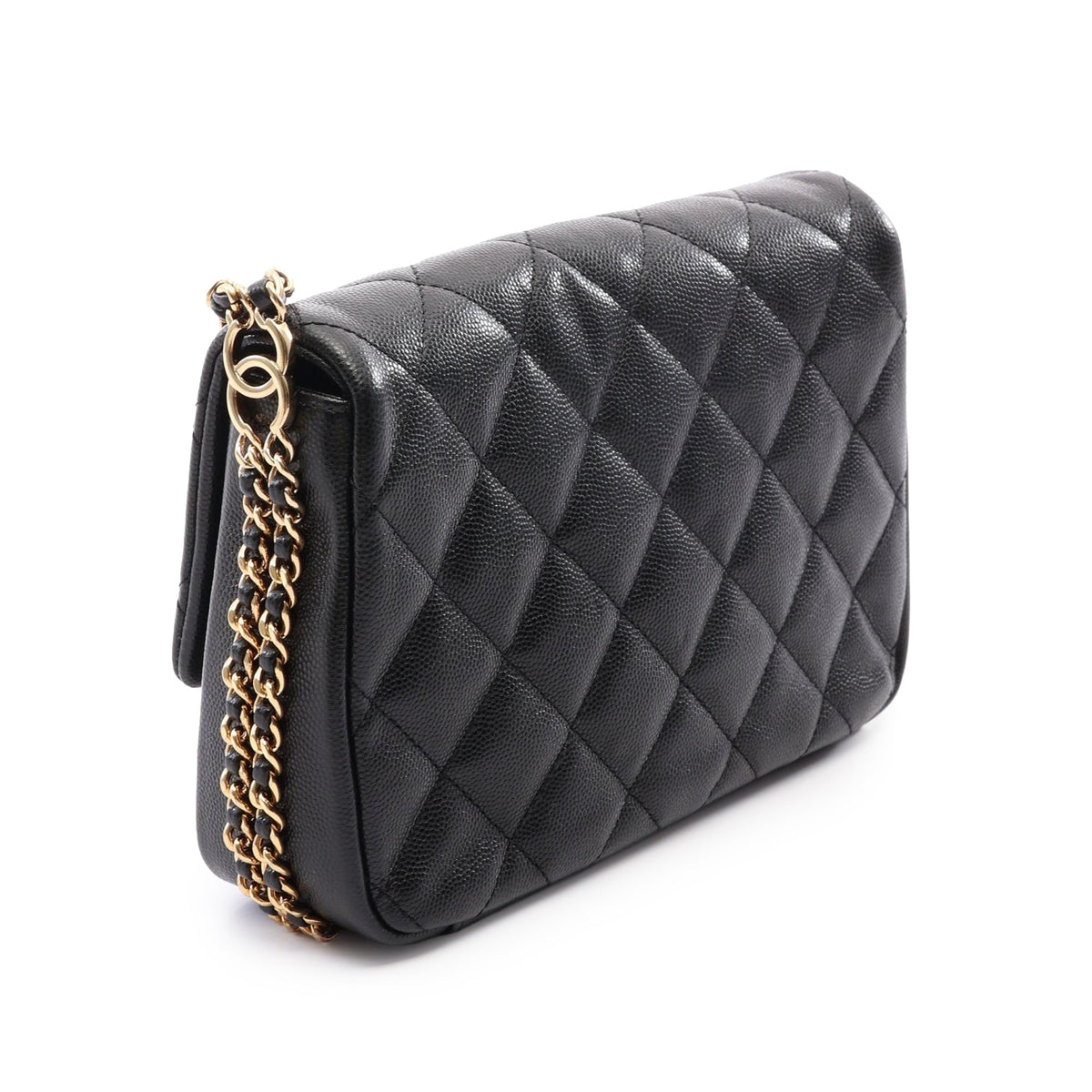 Chanel Mini CC Quilted Caviar Chain Around Flap — Black