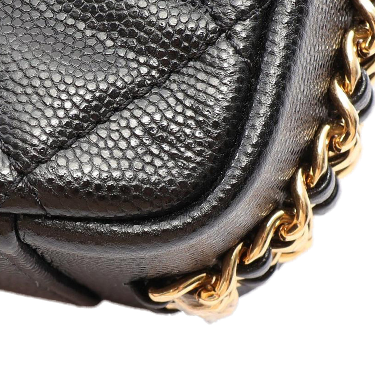 Chanel Mini CC Quilted Caviar Chain Around Flap — Black