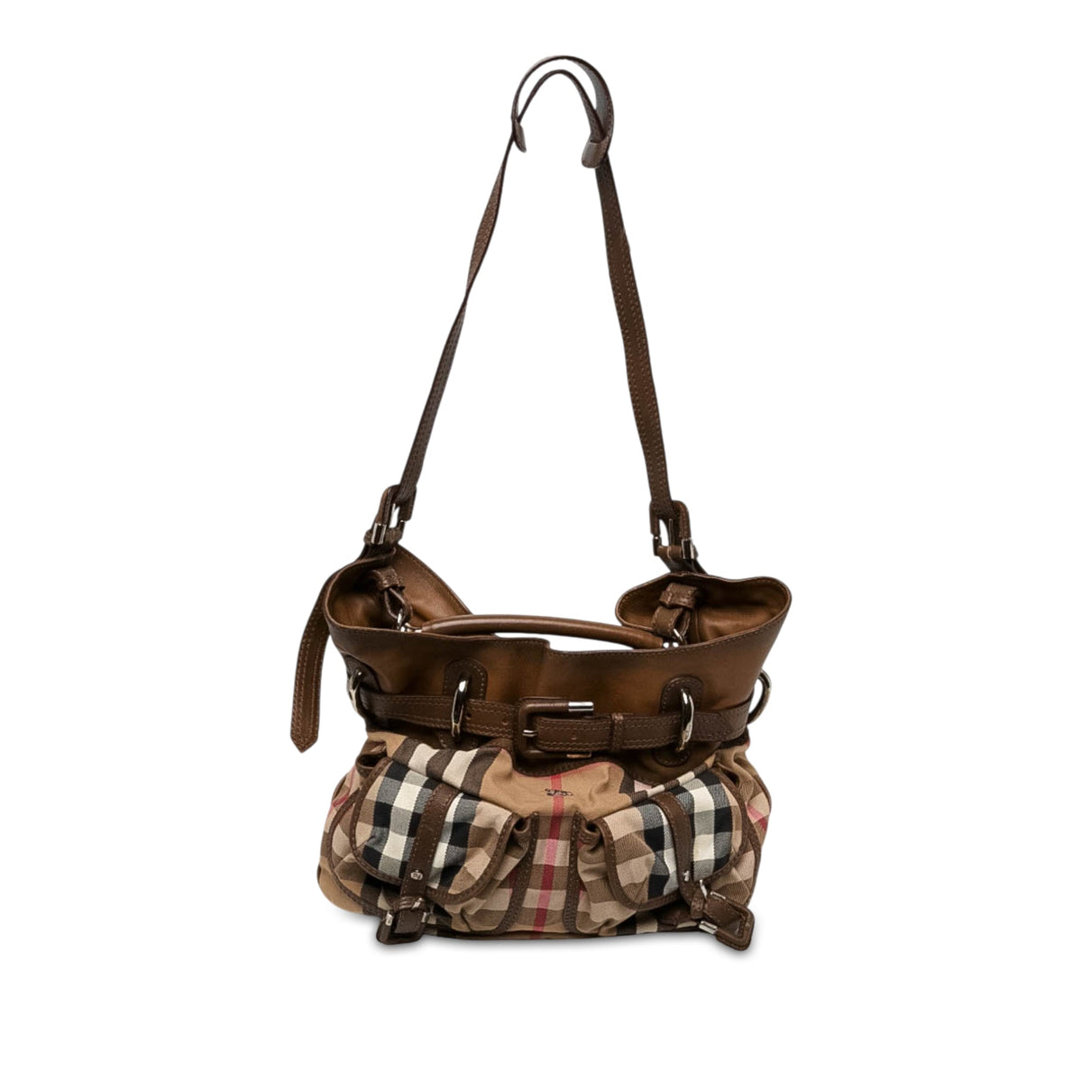 Burberry House Check Canvas and Calfskin Bromley Satchel — Beige