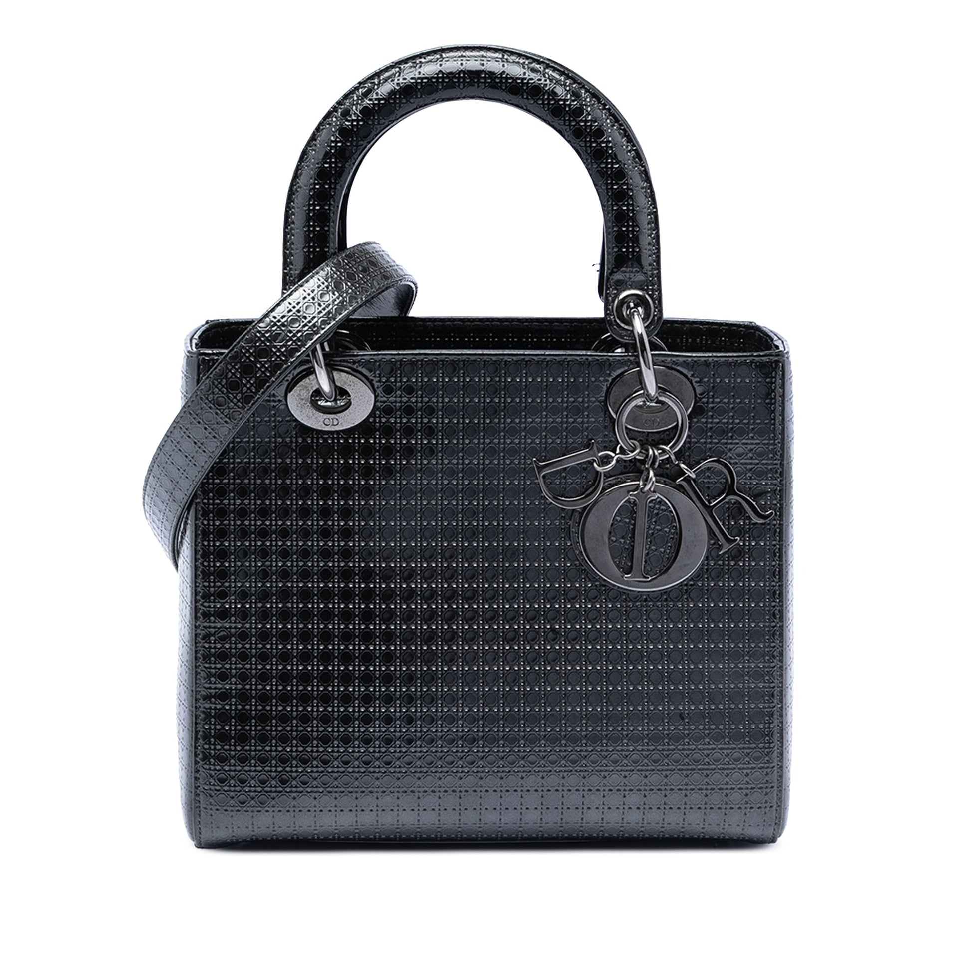 Dior Medium Metallic Patent Microcannage Lady Dior