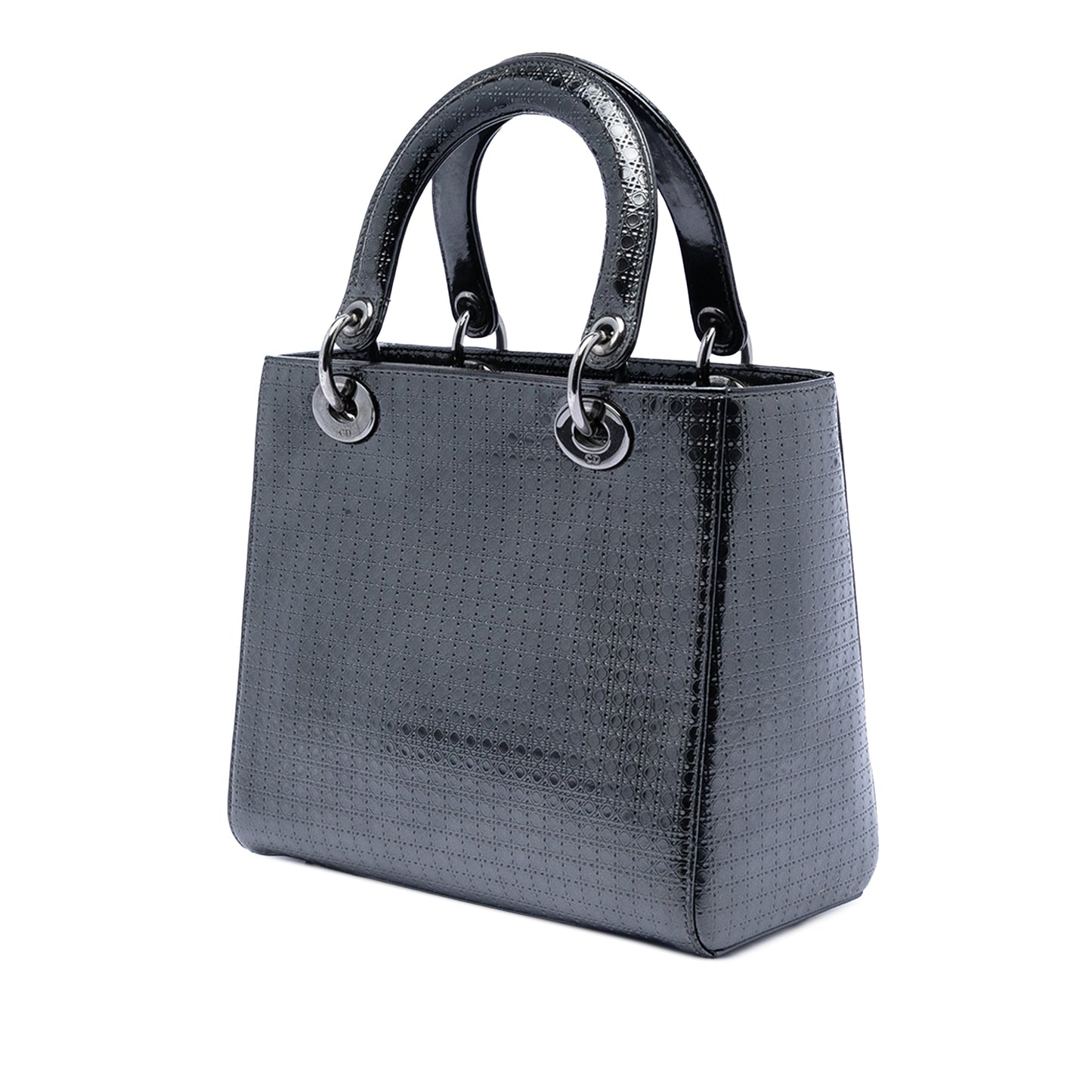 Dior Medium Metallic Patent Microcannage Lady Dior