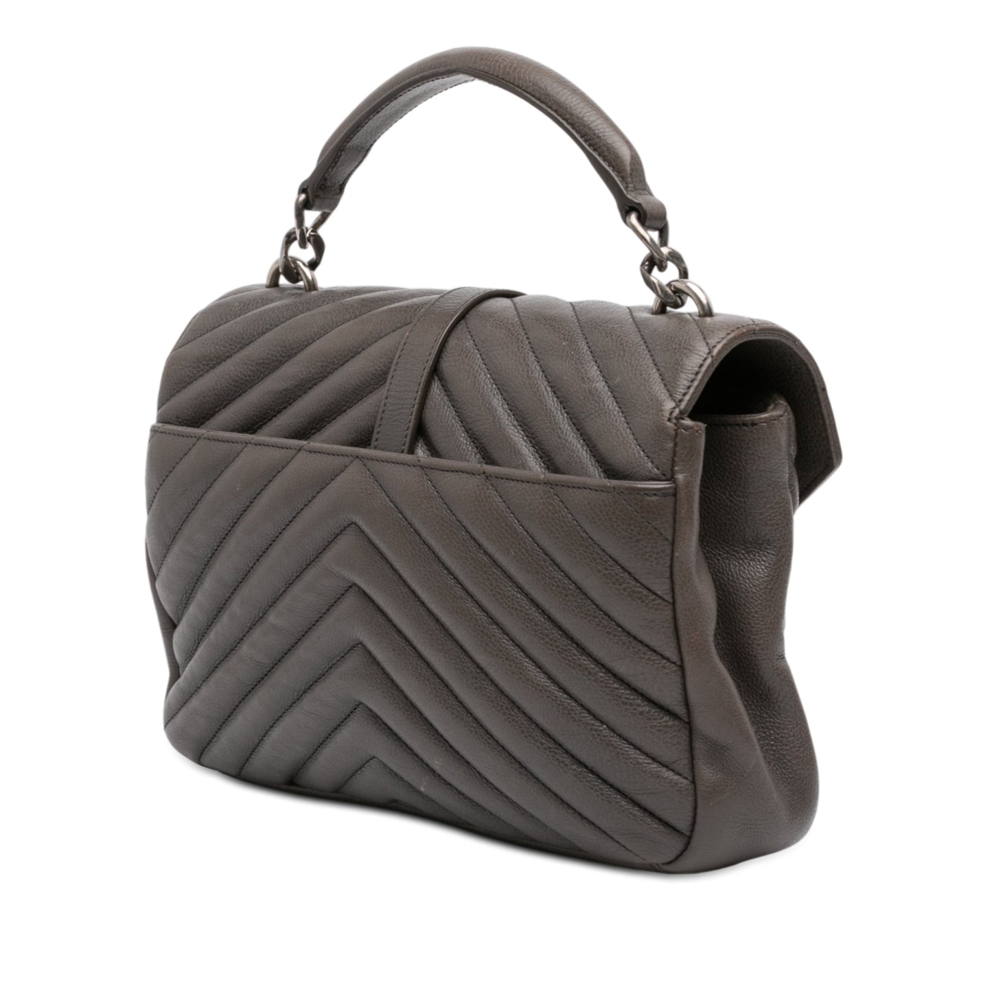 Saint Laurent Medium Chevron Sheepskin Monogram College Satchel