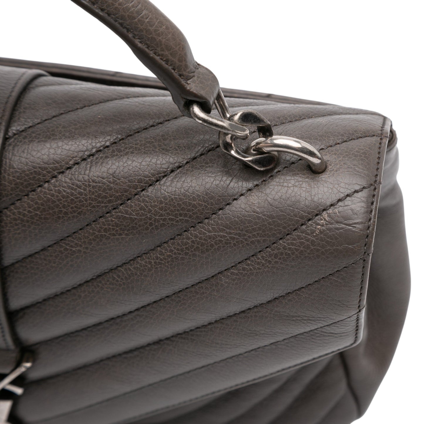 Saint Laurent Medium Chevron Sheepskin Monogram College Satchel