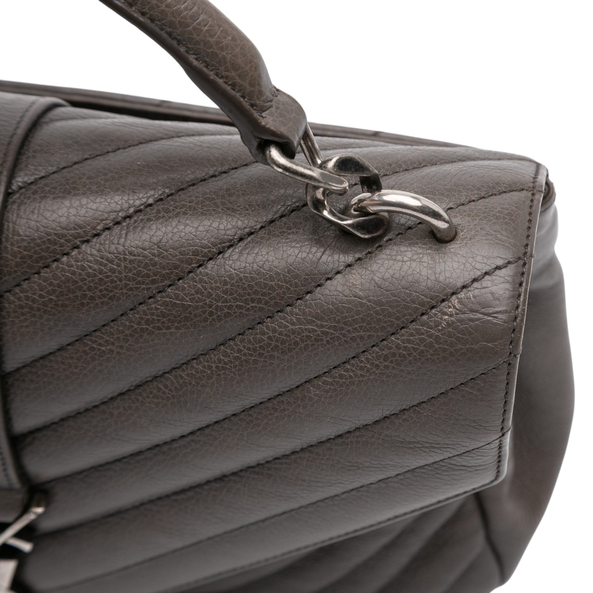 Saint Laurent Medium Chevron Sheepskin Monogram College Satchel