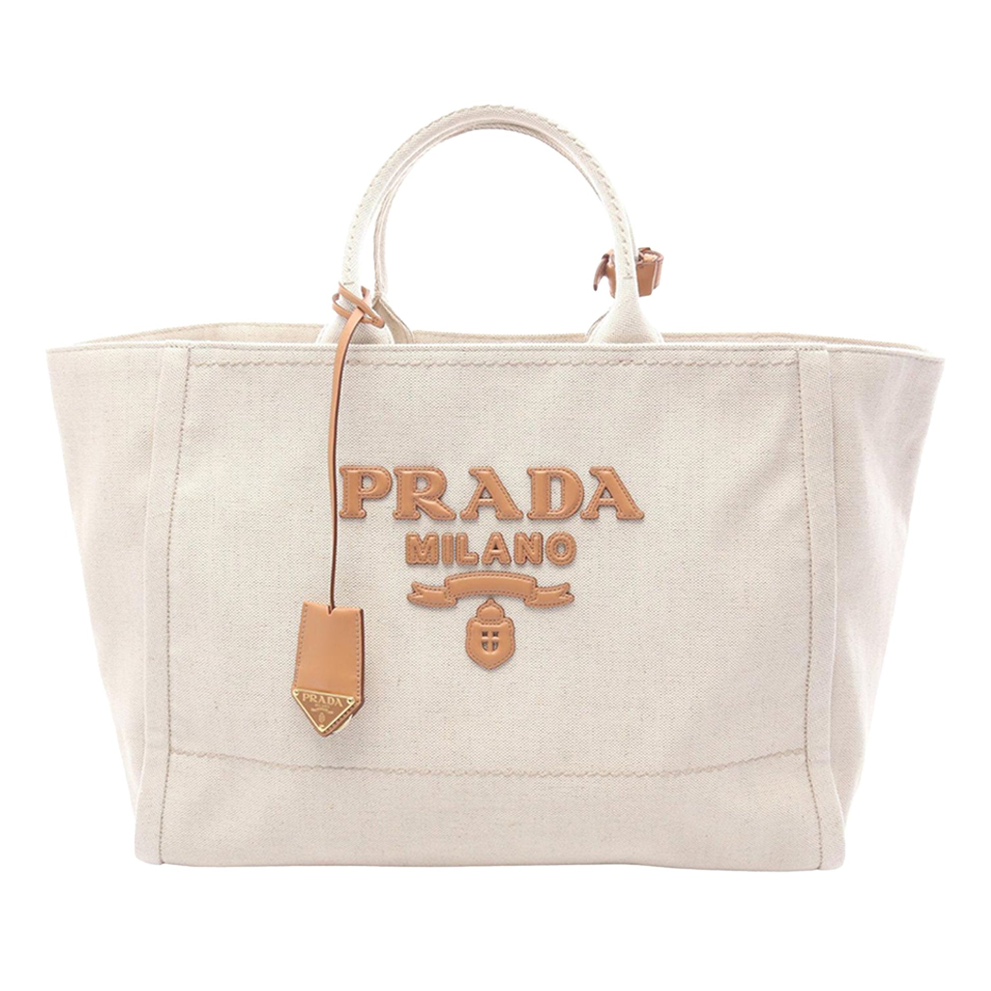 Prada Linen Blend Jardiniere Tote