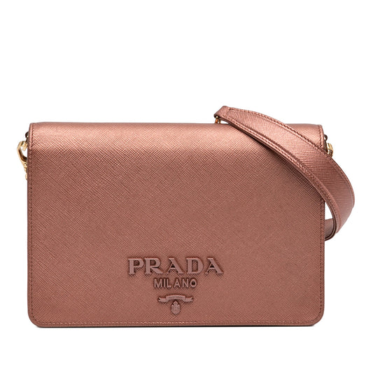 Prada Metallic Saffiano Lux Chain Crossbody