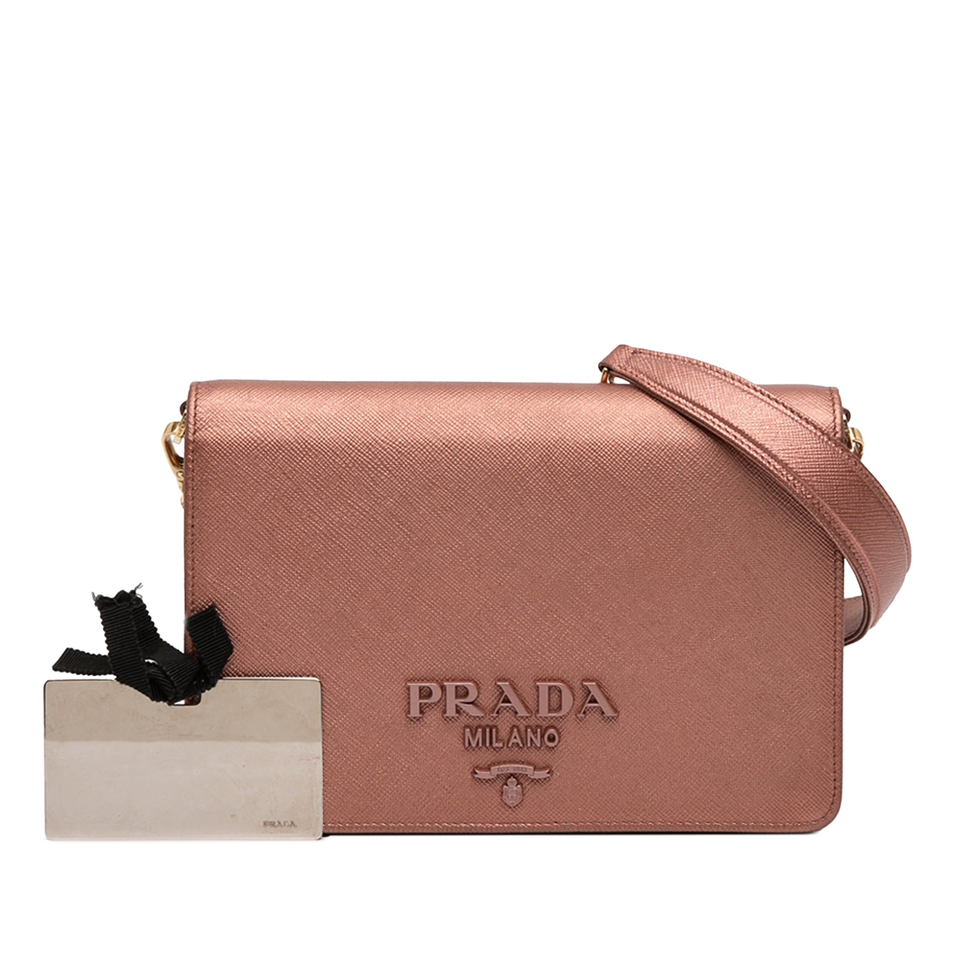 Prada Metallic Saffiano Lux Chain Crossbody