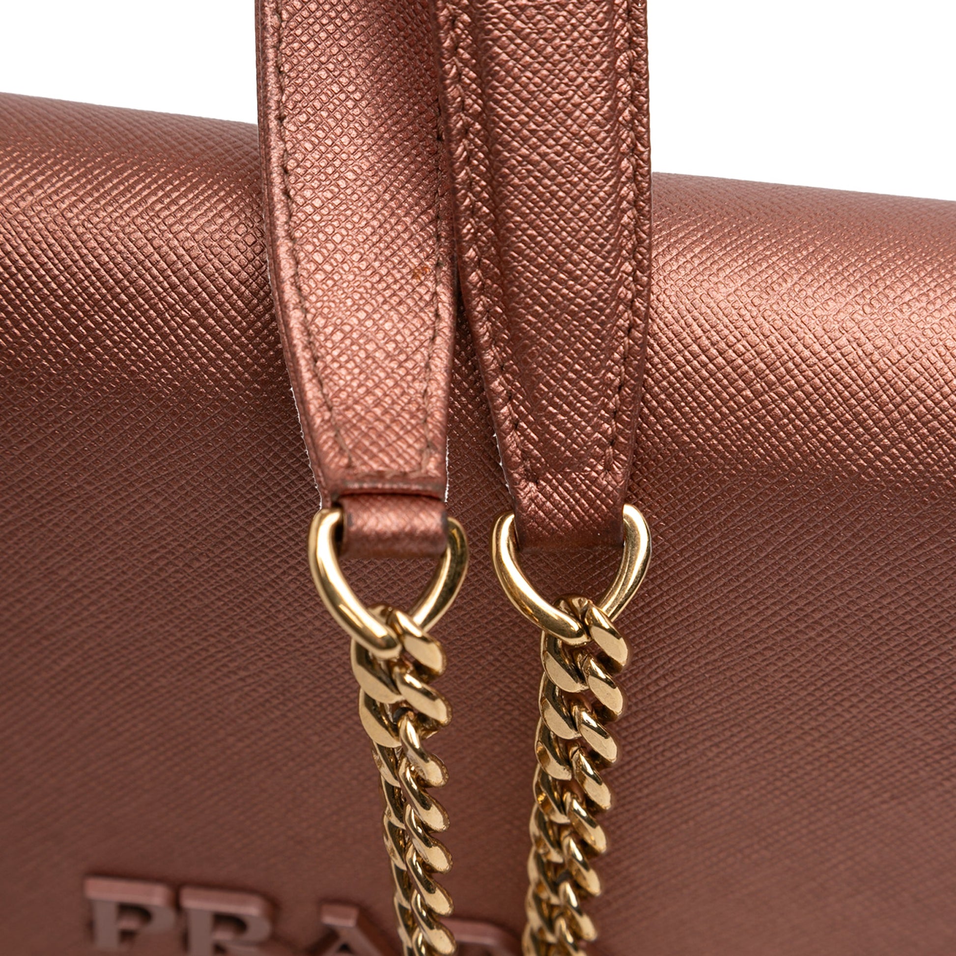 Prada Metallic Saffiano Lux Chain Crossbody