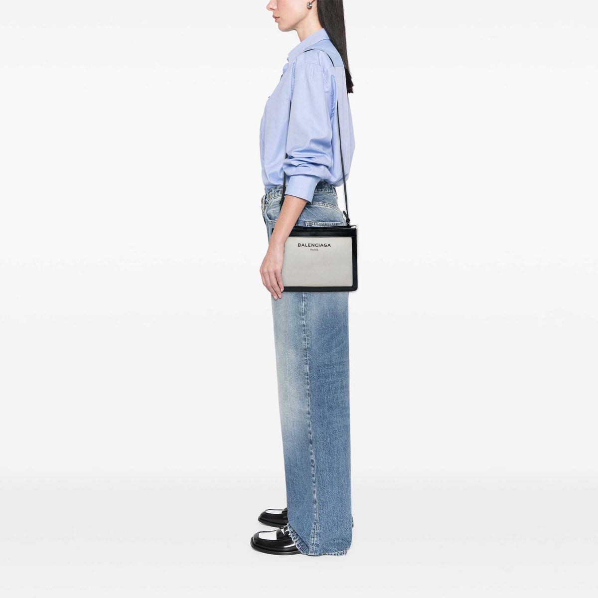 Balenciaga Canvas Navy Pochette Crossbody