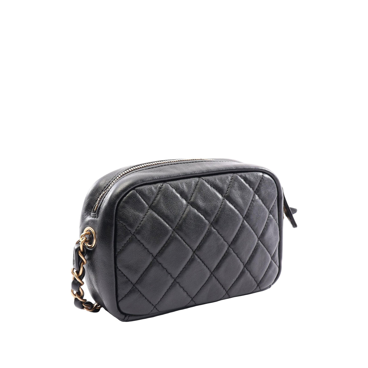 Chanel Small Quilted Lambskin Buckle Camera Bag — Black