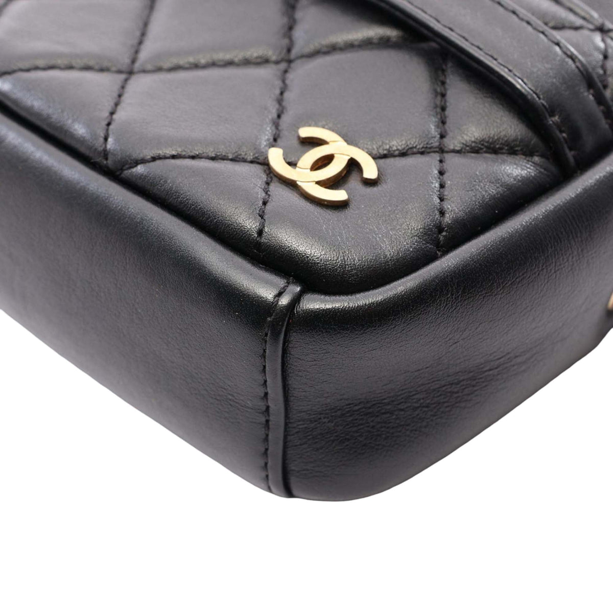Chanel Small Quilted Lambskin Buckle Camera Bag — Black