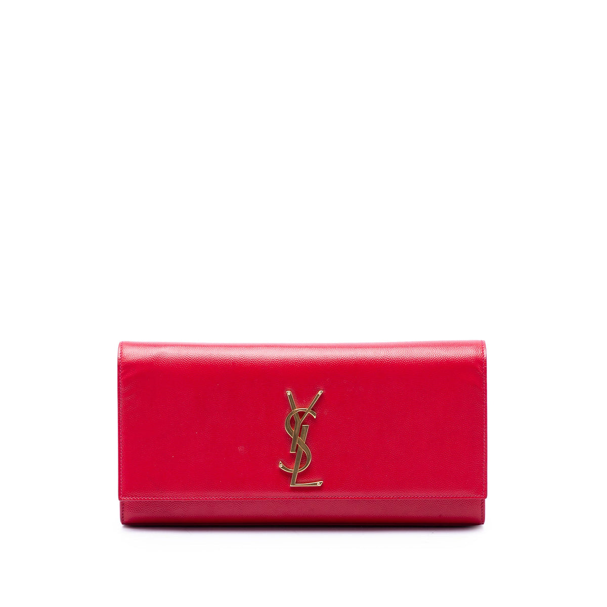 Saint Laurent Grain de Poudre Monogram Cassandre Clutch — Red